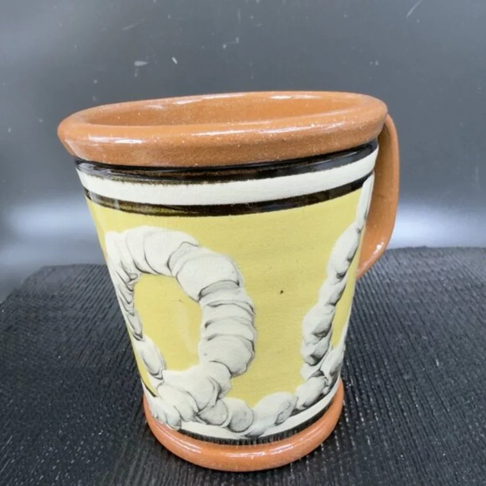 Greenfield‎ Village Pottery R Forrey Redware Pottery Coffee Mug Cup Folk Art VTG